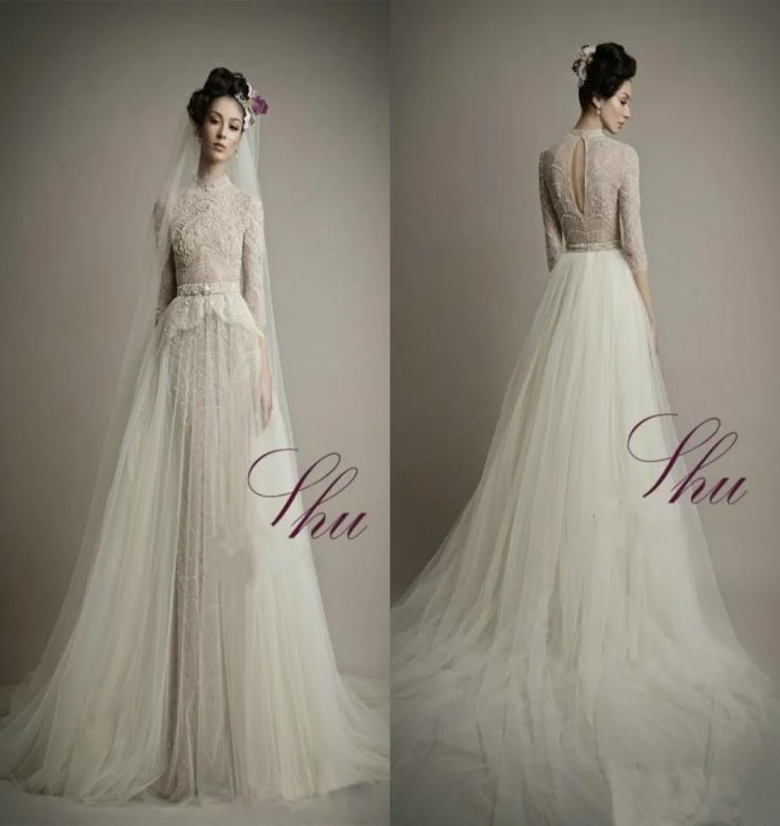 A abiti da sposa da sposa in sequenza di alti alti in linea Appliques in pizzo per perle perle maniche lunghe boho abiti da sposa su misura per le dimensioni più dimensioni dr5929785