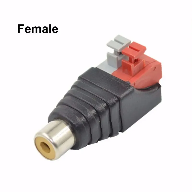 Novo 1 par rca tomada de áudio pressionado fêmea macho dc plugues de alimentação jack adaptador para conversão de sinal coaxial linha de ajuste2.para adaptador de conector RCA Jack