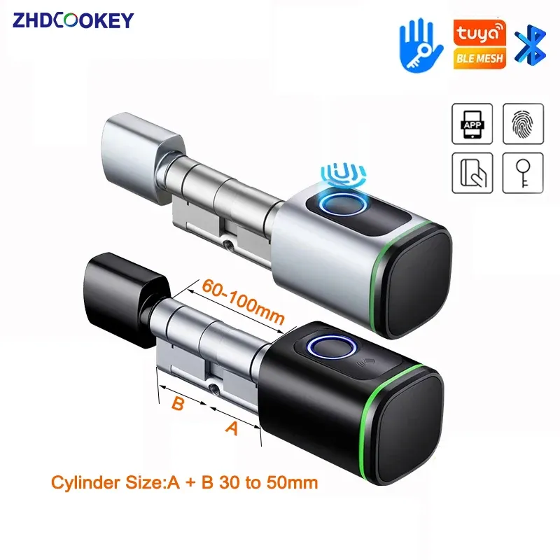 Bloquear tuya ble biometrico de biometrico de cilindro diy ttlock app bloqueio de porta eletrônica euro cilindro smart bloqueio com gateway