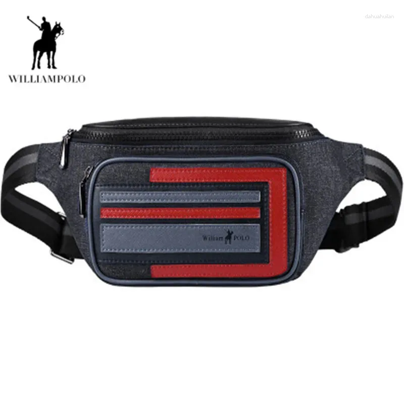 Bel Çantaları Williampolo Man Bag Su Geçirmez Moda Sandık Paketi Açık Hava Spor Crossbody Sıradan Seyahat Erkek Serseri Kemer Fanny