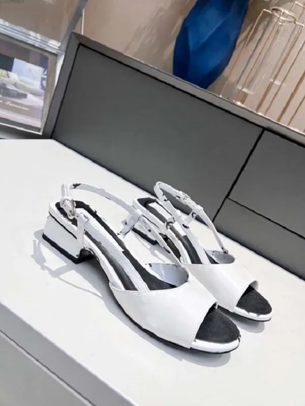 Classic High heeled sandals party leather women Dance shoe designer sexy heels Suede Lady Metal Belt buckle Thick Heel Woman shoes slippers black white high heels