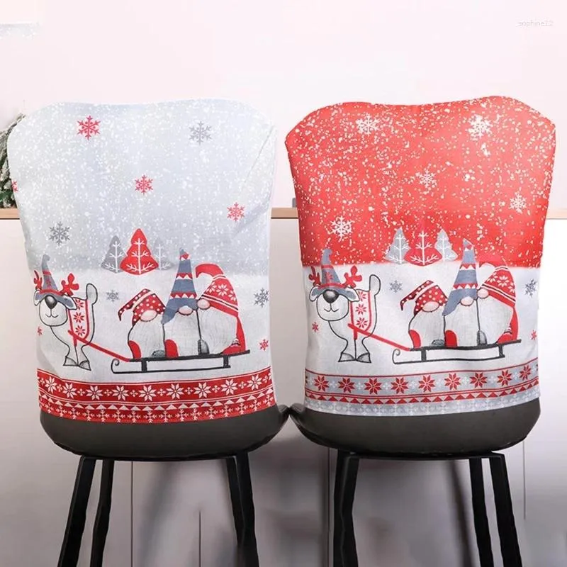 Capas de cadeira para criativo Gnome Christmas Capa Back Dining Room Kitch