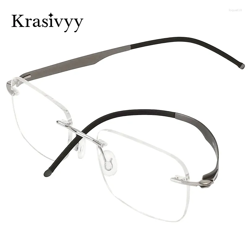 Socche da sole cornici krasivyy senza viti in titanio occhiali senza bordo senza telaio quadrati di occhiali da prescrizione ultraleggera da donna occhiali ottici