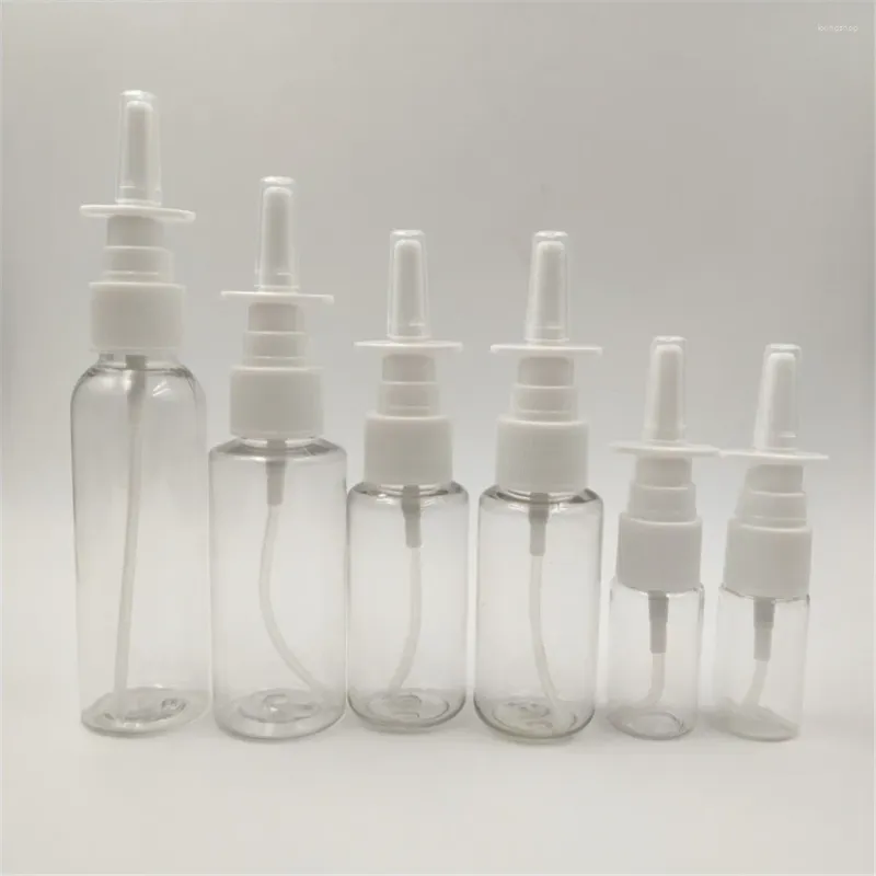 収納ボトル12pcs 5ml 10ml 15ml 20ml 30ml 50ml空のプラスチック鼻スプレーポンプスプレーミストノーズ補充可能な瓶詰めパッケージ
