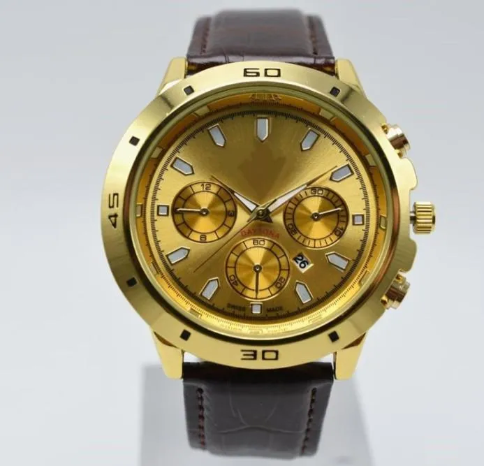 Sur 40 mm en cuir en cuir en cuir rond de mode Round Homme montres jour de jour analogique robe de robe montre des hommes entiers 039S GIF5801861