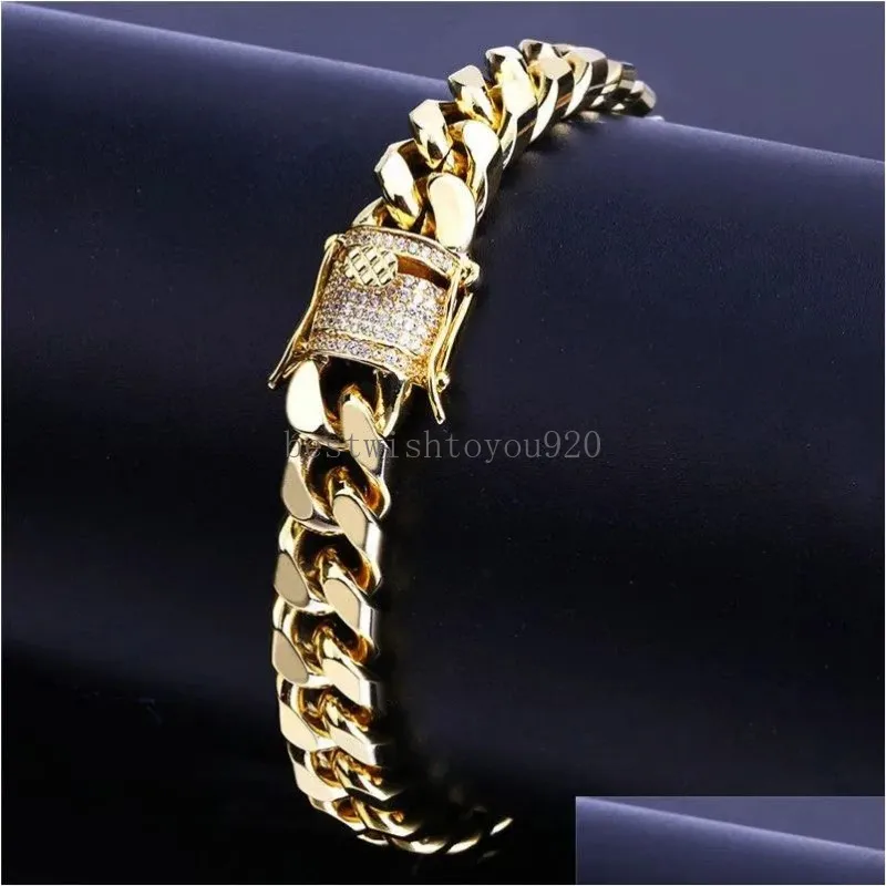 Ketting punk charme heren armband ontwerper Cuban link luxe 18k gouden armbanden man 10 mm koper witte aaa zirconia sier diamantketens