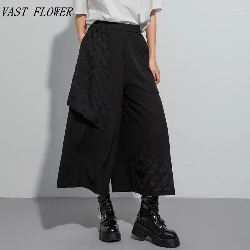 Pantalon féminin coton noir taille surdimensionnée vintage décontractée vestiaire des vêtements de printemps d'été jambe large pour les femmes 2024 pantalon streetwear