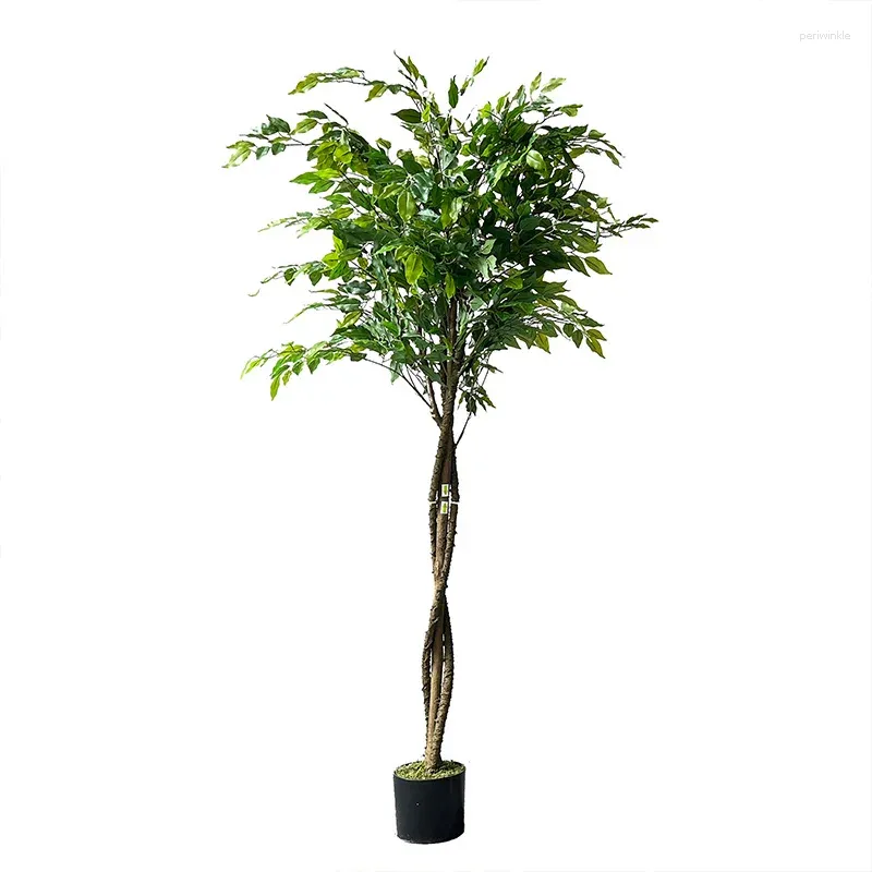 Decorative Flowers Large Artificial Ficus Silk Tree Plastic Banyan Potted Plants Tropical Fake Plant Office House Farmhouse Living Room Home