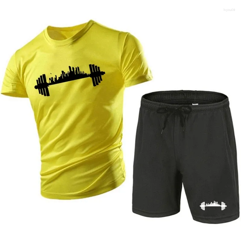 Parcours masculins Fashion d'été La salle de gym Fitness Tracks Tracks Hommes à manches courtes t-shirts sport shorts costume de vêtements décontractés pour hommes joggers