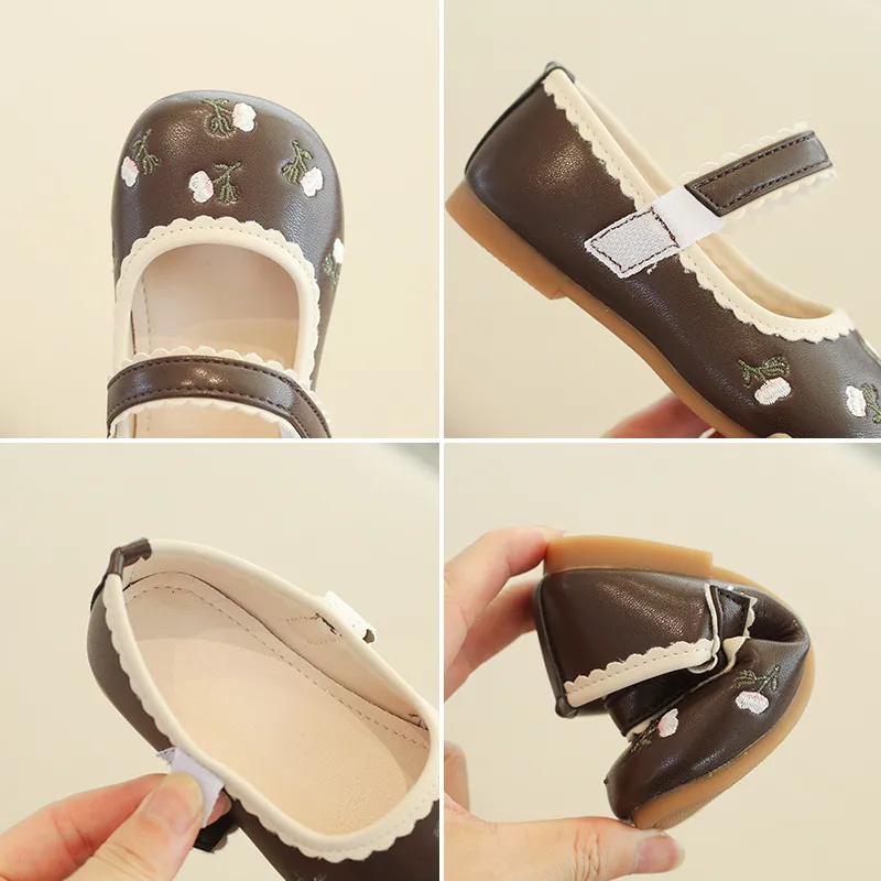 Çocuk Ayakkabı Kız Prenses Ayakkabı Dekorasyon Yürümeye Başlayan Çocuklar Kızlar Siyah Beyaz Kahverengi Çocuk Tasarımcısı Bebek Düz Alt Ayakkabı 22-35