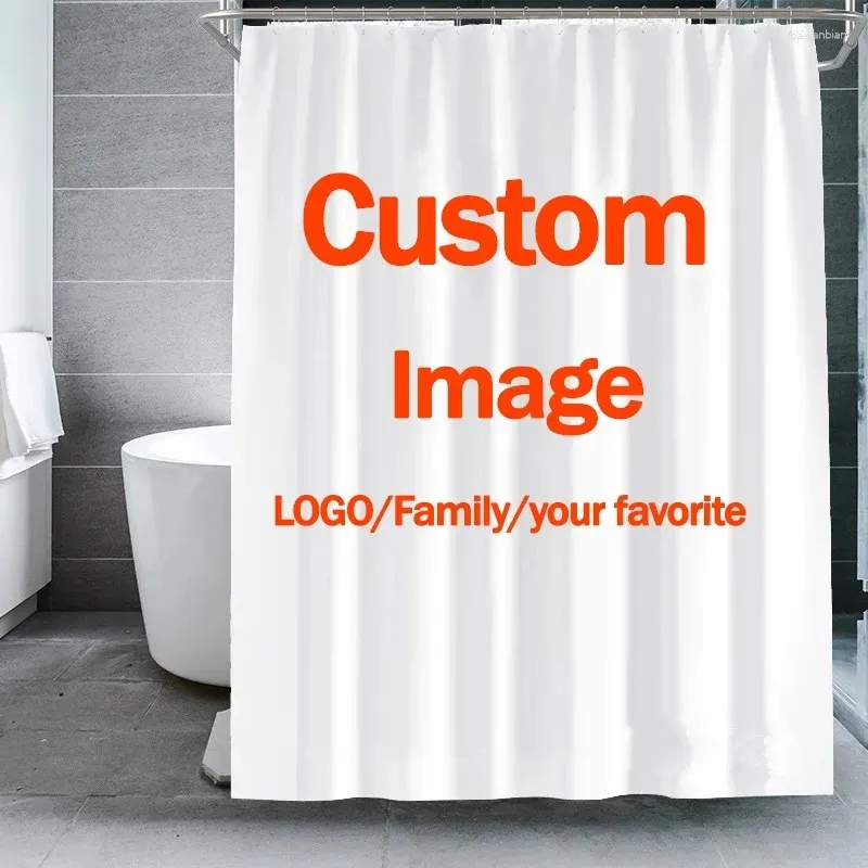 Rideaux de douche Imprimez votre po ou votre image sur le rideau Bath de salle de bain imperméable avec conception de bricolage à crochet