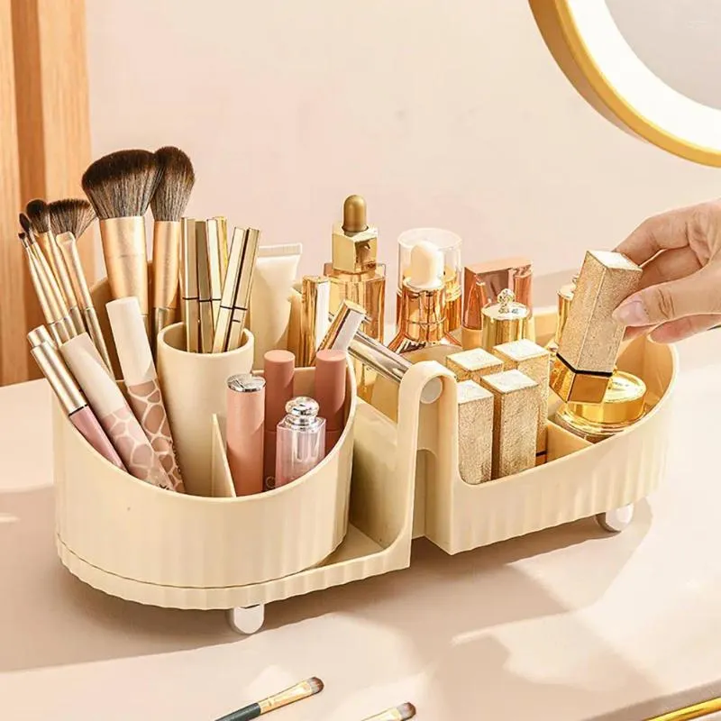 Boîtes de rangement Makeup Brush Organisateur Multi-compartiments Capacité de boîte cosmétique 360 ° Rotation Multifonctionnel pour les pinceaux