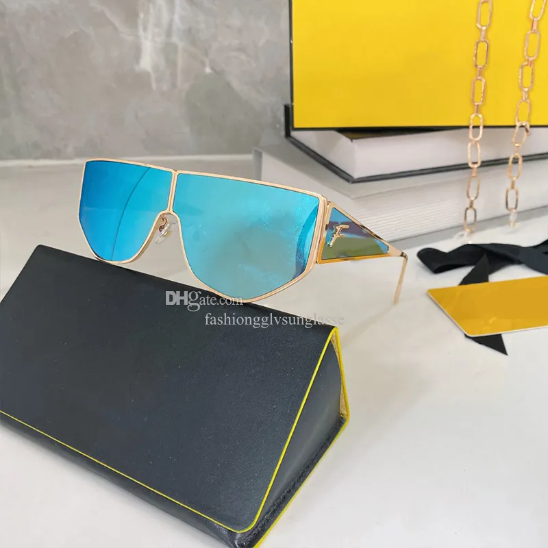 Designer fashion show style sunglasses with large frame and integrated shape eye protection F0093 womens luxury sunglasses delivery exquisite sweater chain