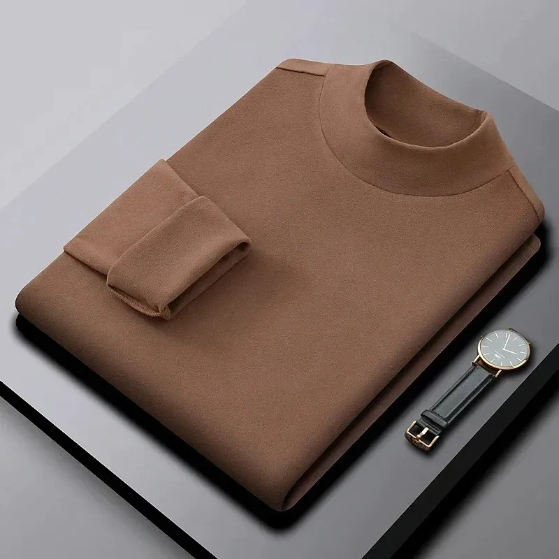 Mens Cotton Thermal Underwear: Reversible Fleece Half Turtleneck