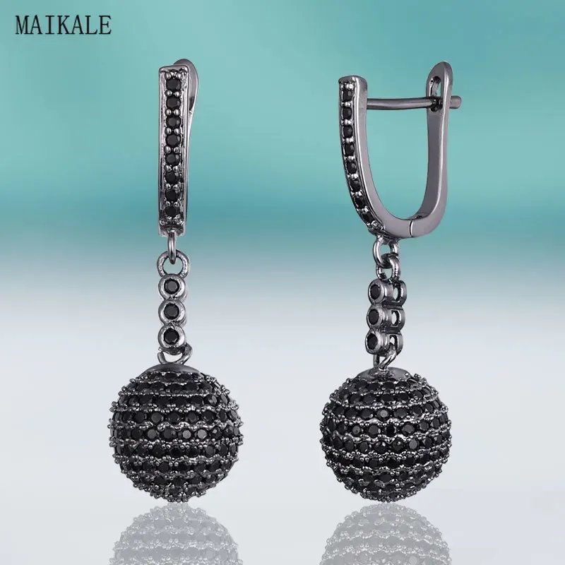 Orecchini Maikale Nuovo moda Black Black Cubic Zirconia Orecchini a goccia Orecchi da ballo per donne Gold Argento Caspilo di colore Gioielli di lusso