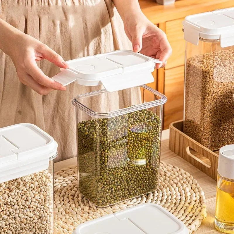 Garrafas de armazenamento alimentos recipientes de recipiente de jarra caixa de traços seca com tampa para refrigeradores de cozinha Organização do balcão