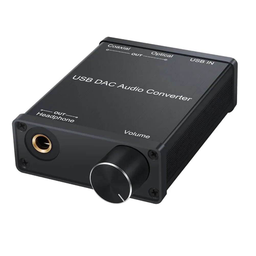 Convertisseur USB DAC Audio Converter Adaptateur avec amplificateur de casque USB à coaxial S / PDIF Digital To Analog 6,35 mm Card sonore