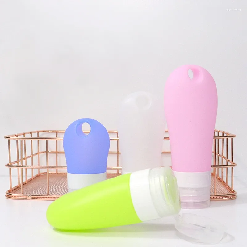 Bouteilles de rangement 3pcs / ensemble 38 ml 60 ml 80 ml de voyage en silicone rechargeable bouteille vide petit échantillon conteneurs réutilisables créatifs portables