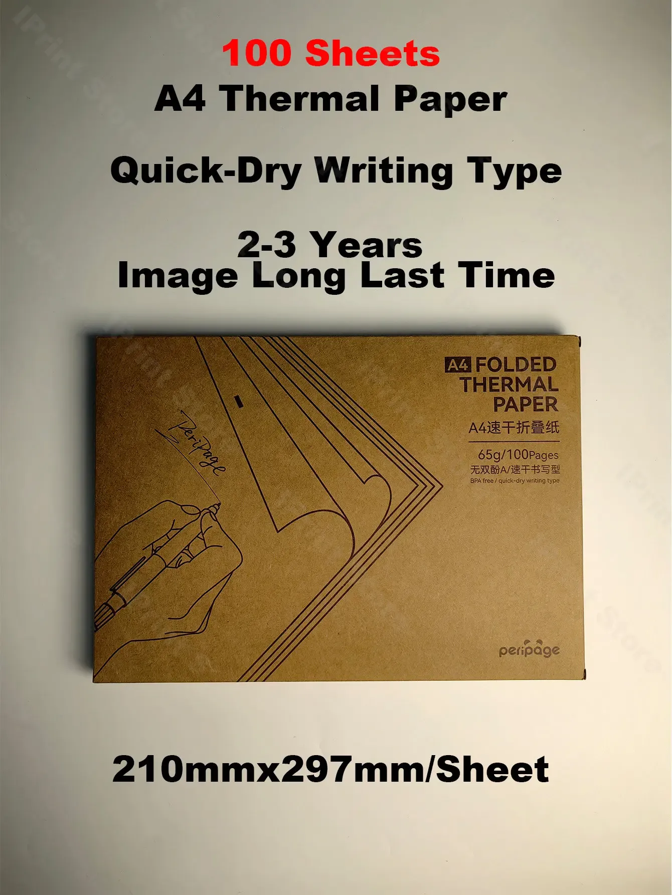 Papper PERIPAGE MINI A4 Skrivare snabb torrskrivning typ 23 år Lagringsveck Termisk papper 100 Sheets Papel Termico