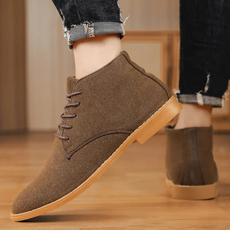 Mens Suede Chelsea Boots with Lace-Up Ankle, Plus Size 38-46  display picture 3