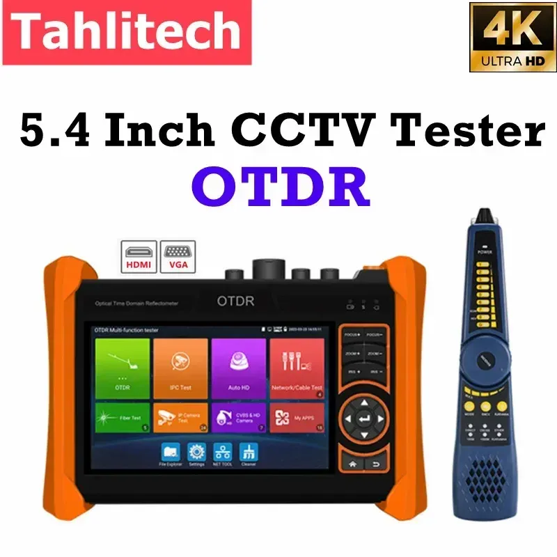 Anzeige Tahlitech 5.4inch CCTV -Tester mit OTDR -Test unterstützen HD IP Analog -Kamera -Test 1310/1550 Dual Wellenlänge MAX -Testbereich 150 km