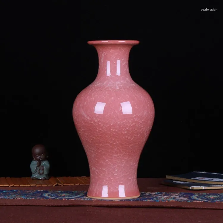 Vasos Crafts Cerâmica Sala de estar Borneol Crack Vaso de ameixa vermelha moderna Ornamentos domésticos