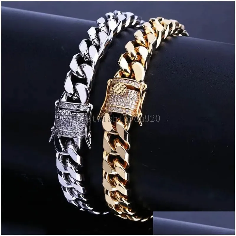 Ketting punk charme heren armband ontwerper Cuban link luxe 18k gouden armbanden man 10 mm koper witte aaa zirconia sier diamantketens