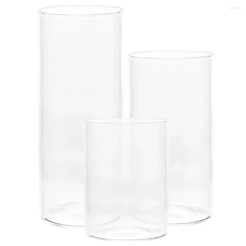 Candle Holders 3 Pcs Glass Cup Home Decor Household Holder Chimney Wedding Decore Windproof Protectors Clear Tube Shades