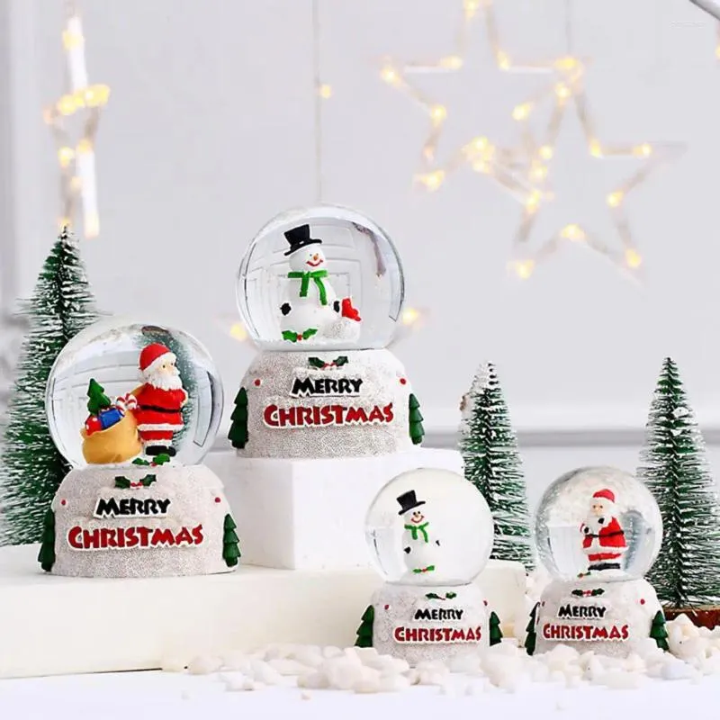 Figurines décoratives Globe de neige à boule de Noël de Noël avec éclairage coloré