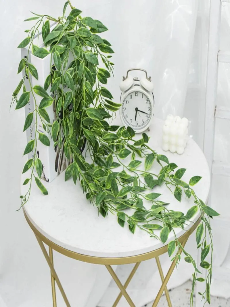 Decorative Flowers 1PC Simulation Wall Hanging Green Vine Bean Leaf Ceiling Decoration Artificial