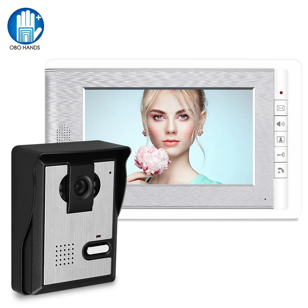 Campanelli casalinghi video del campanello di intercom Sistema 7 '' TFT LCD Video cablato Porta del video Monitoraggio interno Monitoraggio 700TVL Supporto fotocamera esterna IR Supporto sblocco