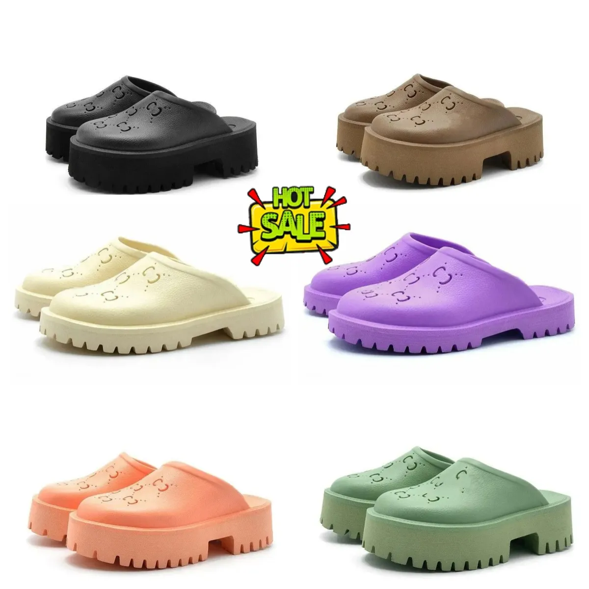 new top designer Slipper Luxury Designer Sandal Slides platform wedge rainbows summer slippers for Women men ladies brands dearfoam Rubber Beach