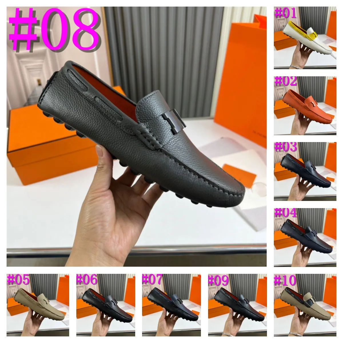 40Style Men High Quality Leather Designer Loafers Men Slip on Casual Shoes Moccasins Men's Flats Fashion Men Shoes Male Driving Shoes Size 38-46