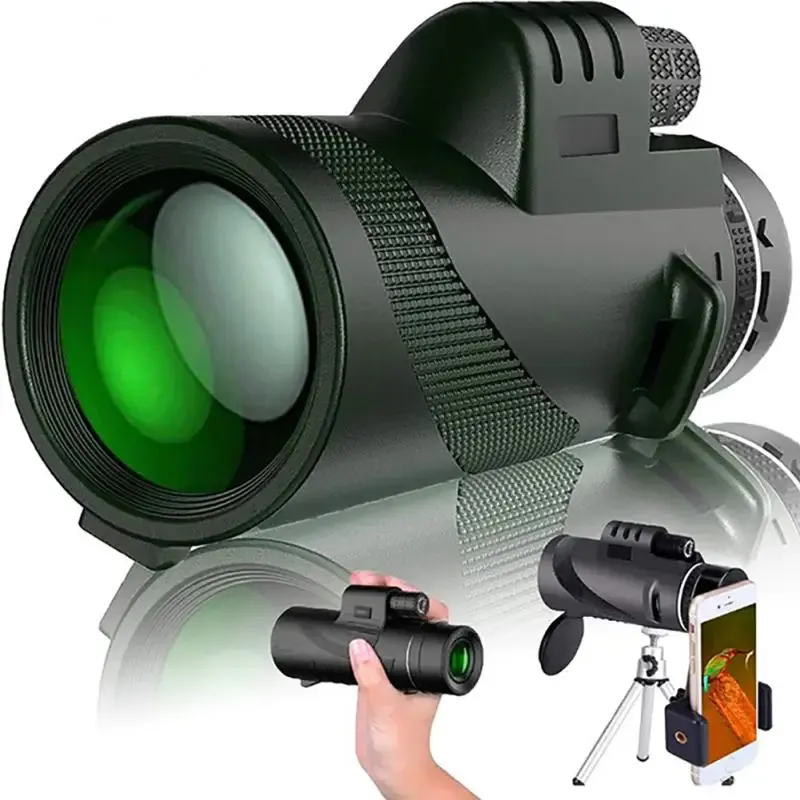 Моноподы 80x100 Zoom Zoom Tpeerod Monocular Telecope Night Professional Professional Telecope Portable Binoculars для охоты на кемпинг