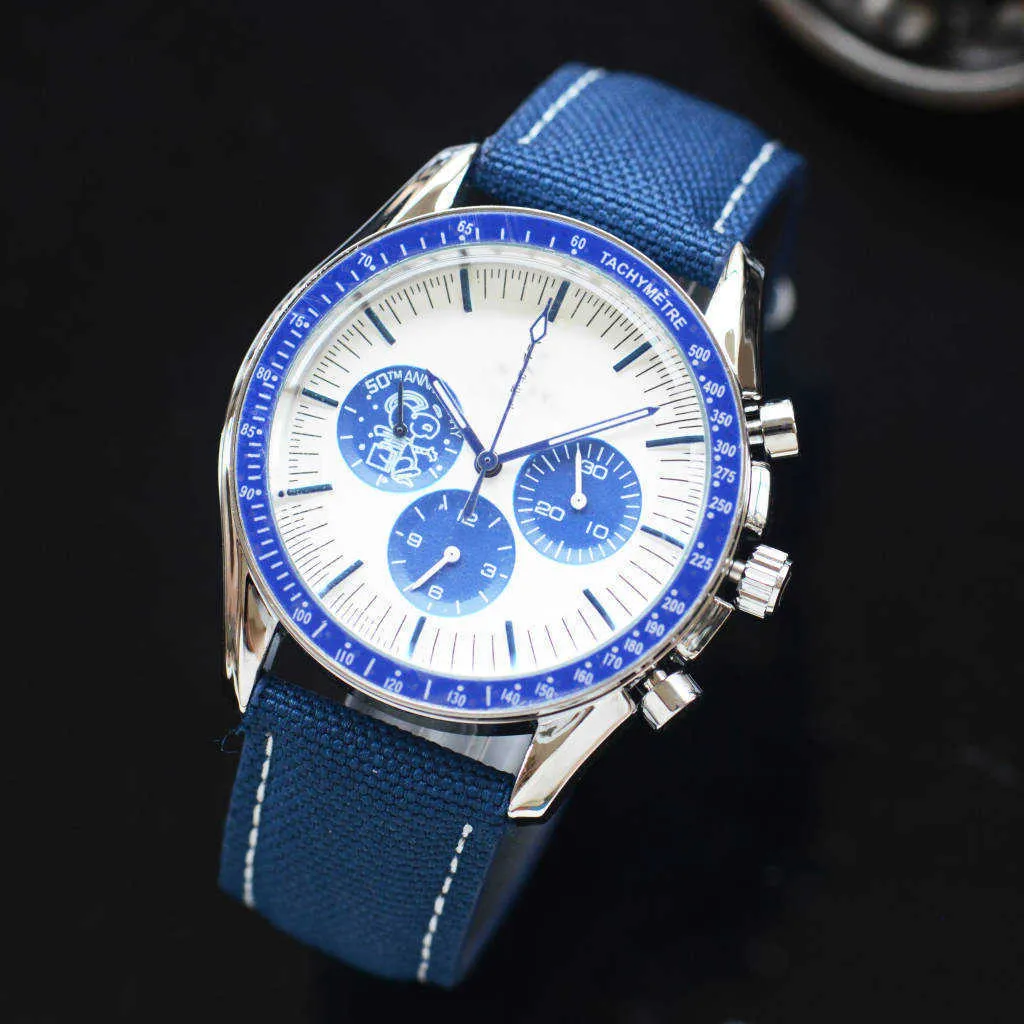Designer Watch European brand fashionable solid steel strip three needle watch alloy business full function quartz chronograph