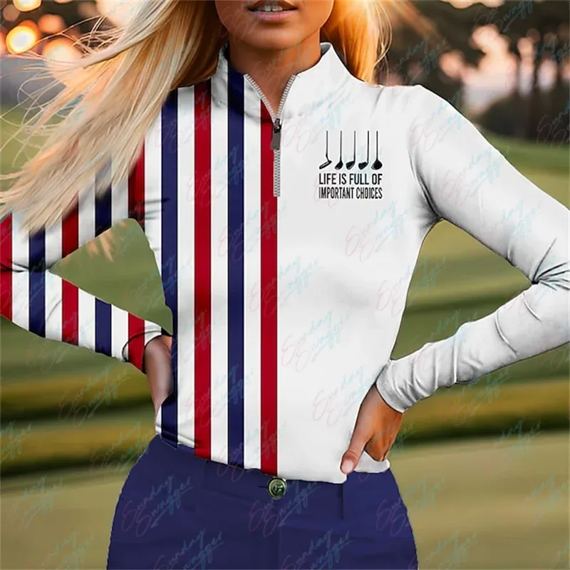 Caps New Golf Polo Shirt Shirt à manches longues Femme Femme Souffle rapide Humidité Sèche Vêtements de golf Spring Automne Tennis Golf