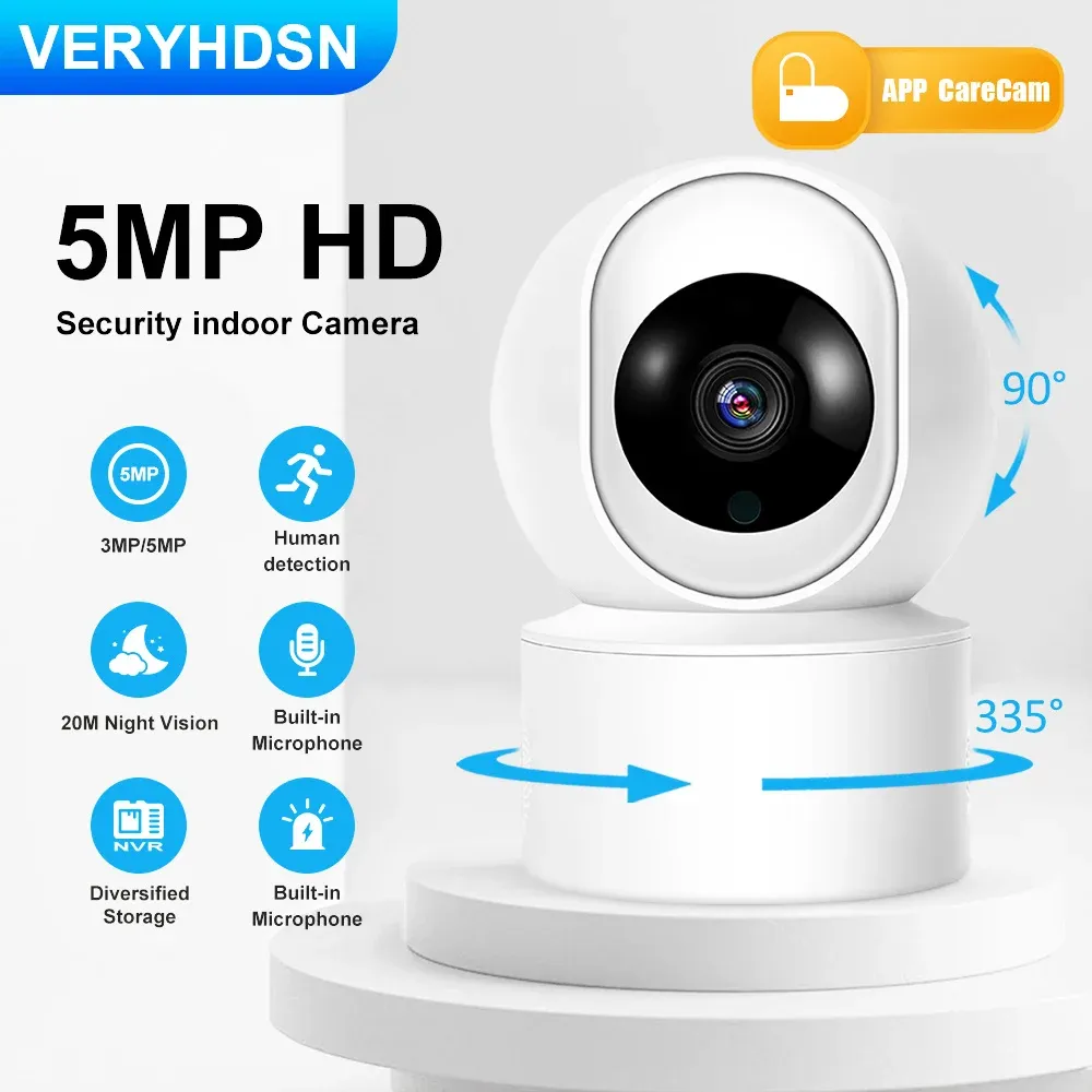 카메라 5MP HD IP 카메라 스마트 자동 추적 실내 베이비 모니터 Wi -Fi 감시 카메라 보안 홈 야간 비전 비디오 Twoway 오디오