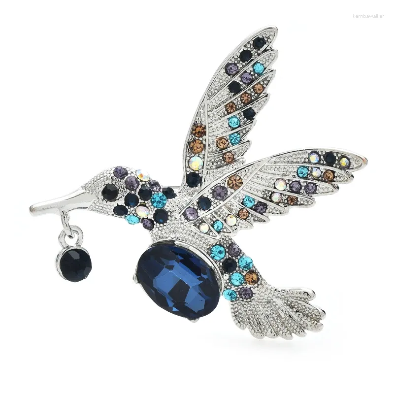 Broches wulibaby schattige vliegende kolibrie voor vrouwen unisex 2-kleuren strass Rhinestone mooie dierenfeest casual pins geschenken