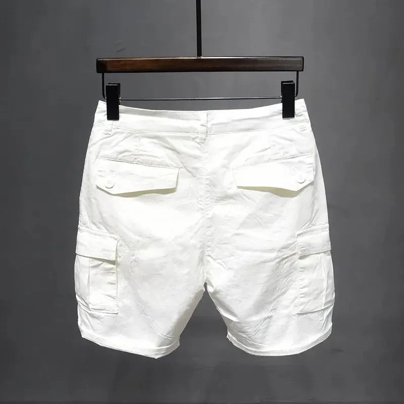 Calças curtas de jeans de jeans de luxo lavado coreano para namorado de verão alongamento de algodão branco shorts de algodão 240402