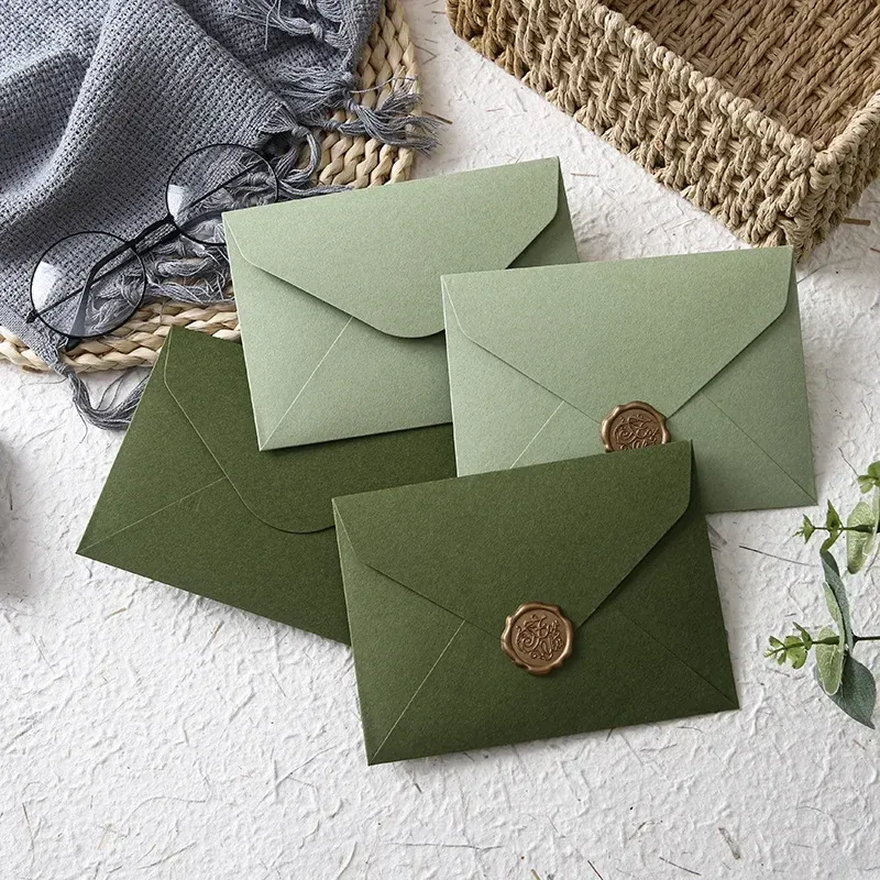 Envelopes 20pcs/lot Envelope for Invitations 16x12cm Postcards Giftbox Message 300g Green Paper Wedding Business Storage Bag Supplies