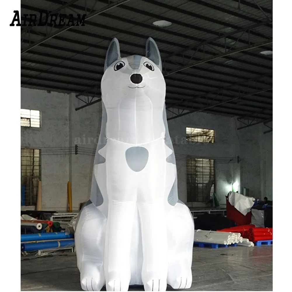 Wholesale Inflatable Husky Dog Balloon With Husky Snow Blower 8mH 26ft