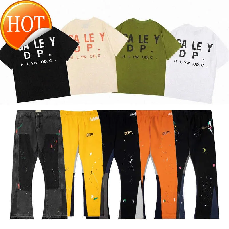 Men Designer shirt Letter Print Long Short Sleeve Shirts Womens Sweatpants Speckled Couple Loose Versatile Straight Casual High Street Jeans