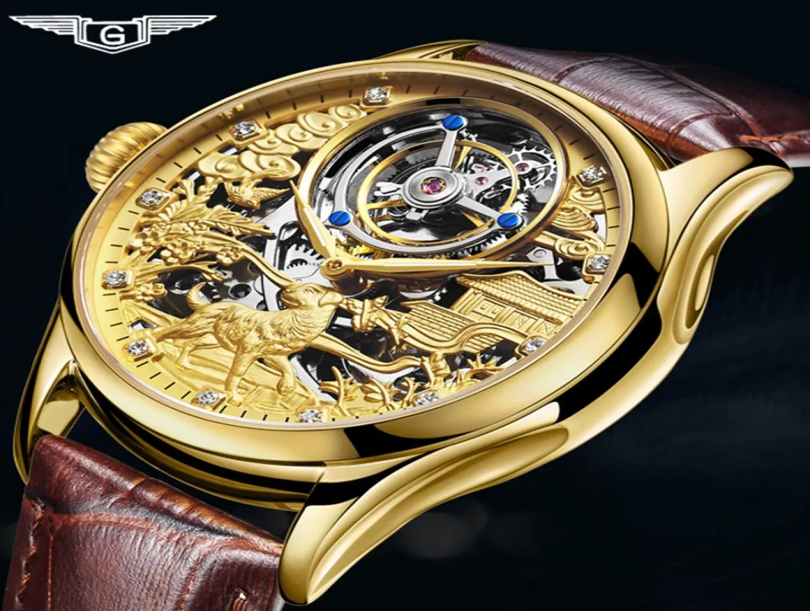 Real Tourbillon Guanqin 2019 horloge sapphire montre mécanicien de style de vent à main Morde montre la marque Top Brand Luxury Relogie masculino4300353