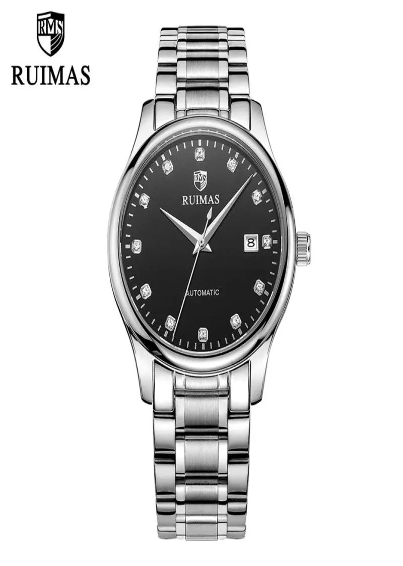 Ruimas Men Mechanical Watch Automatic Fashion Luxury rostfritt stål Male Clock Relogio Masculino Wrist Watch Men243Y7090036