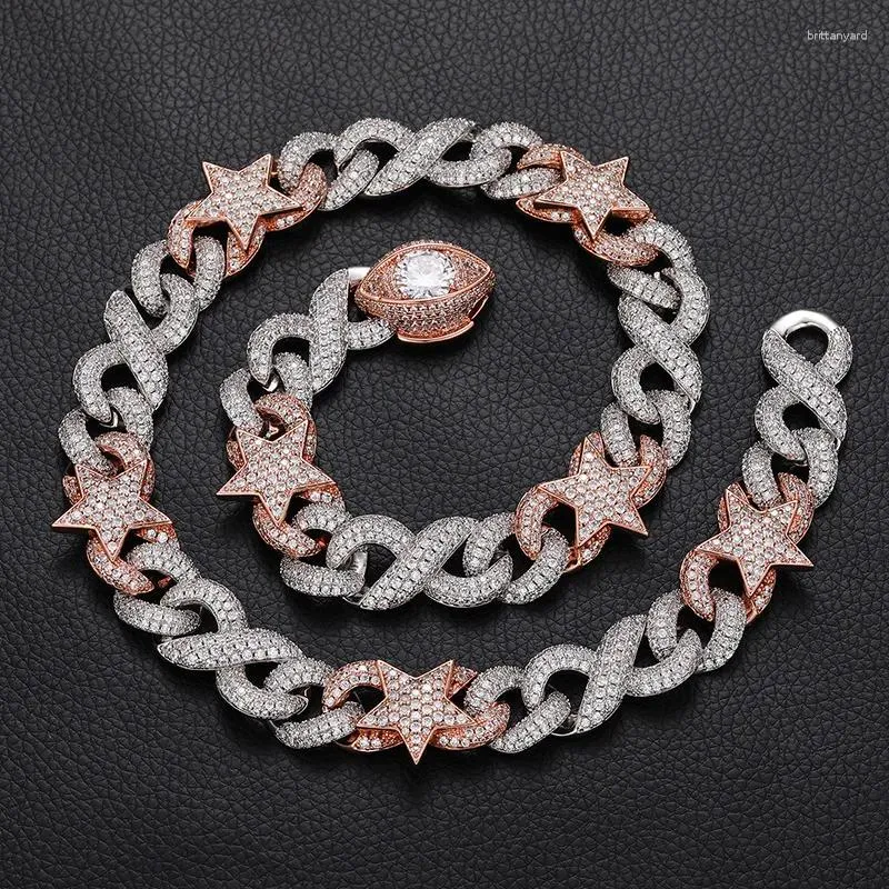 Chains Hiphop S925 Silver Iced Zircon Eye Star Inifinity Chain Necklace For Men Miami Bling Cubic Zirconia Cuban Link Necklaces Gift
