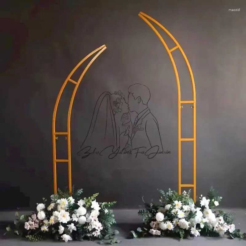 Decoração de festa arco de casamento stand chorn buze portão rack de flor para palco de fundo de fundo de layout de sites diy adereços de ouro branco preto