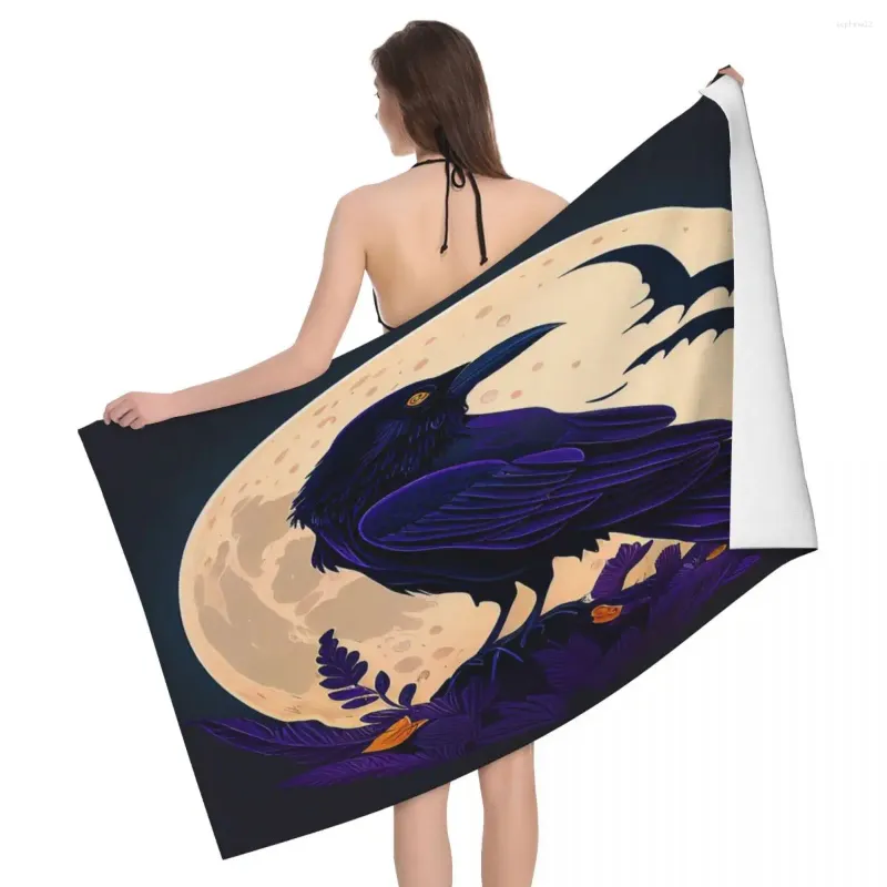 Towel A Raven Looms Large In Front Of Full Moon 80x130cm Bath Brightly Printed Suitable For Travelling Wedding Gift