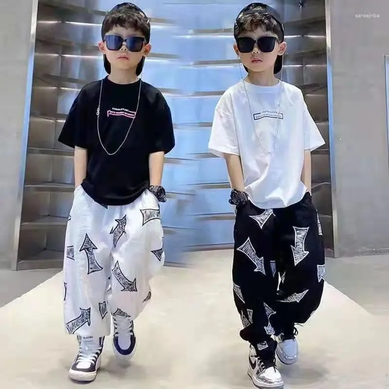 Vêtements ensembles de garçons vêtements d'été t-shirt à manches courtes pantalons lâches 2pcs hip hop enfants enfants tenues adolescents 8 10 12 14 ans