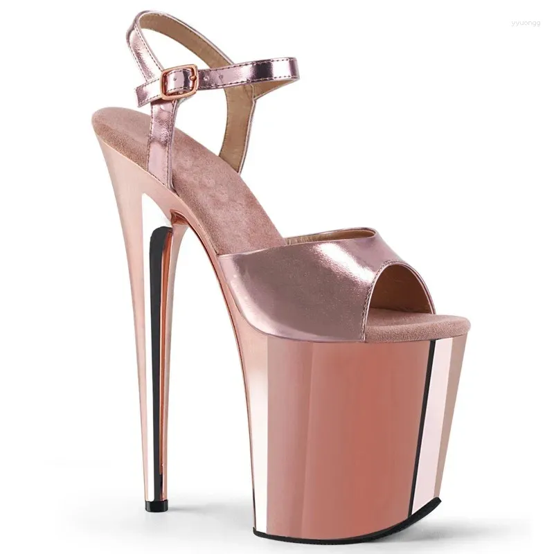 Sandaler 2024 Ladies 20cm Super High Heel Stiletto med catwalk bankettskor en-knapps vattentät plattformsstångdans