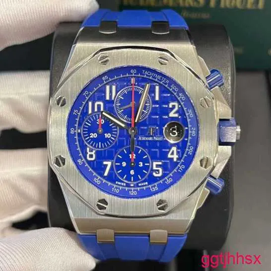 Дизайнер AP запястья Watch Royal Oak Offshore Series 26470 -й элитный синий циферблат с прозрачной обратной стороной для мужчин Timing Fashion Leisure Business Sports Mechanical Watch